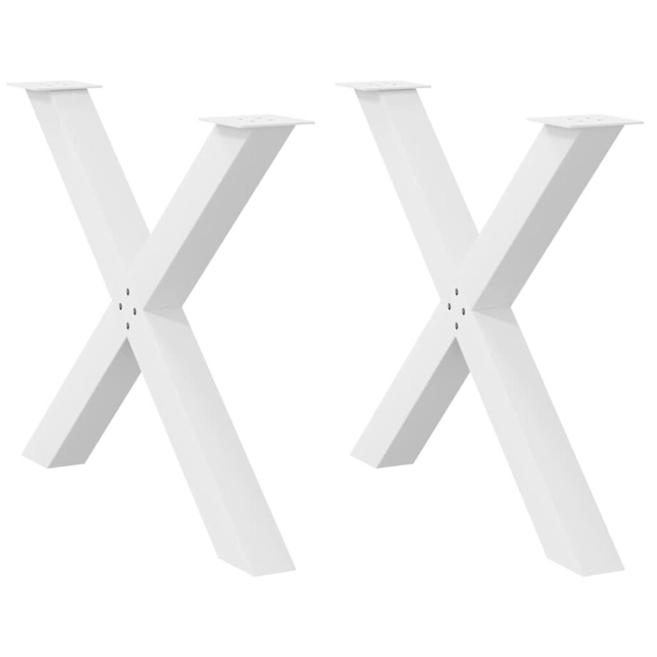 vidaXL Eettafelpoten 2 st X-vormig 90x(72-73) cm staal wit afbeelding 1