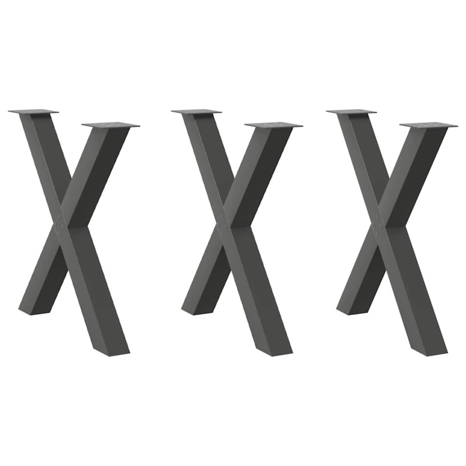 vidaXL Eettafelpoten 3 st X-vormig 80x(72-73) cm staal antraciet afbeelding 1