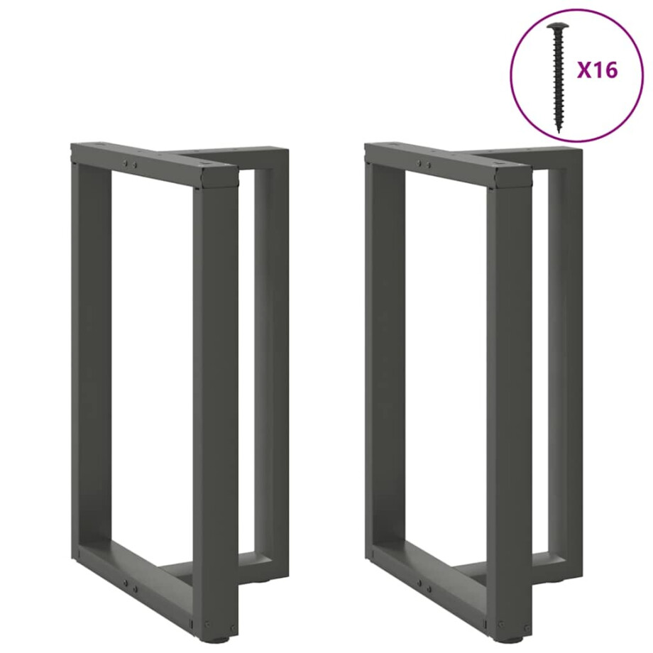 vidaXL Bartafelpoten 2 st T-vormig 60x35x(90-91) cm staal antraciet afbeelding 1