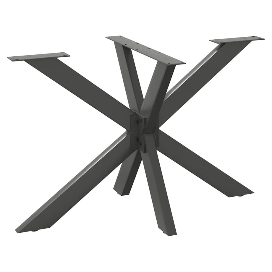 vidaXL Eettafelpoot spider vorm 120x68x(72-73) cm staal antraciet afbeelding 1