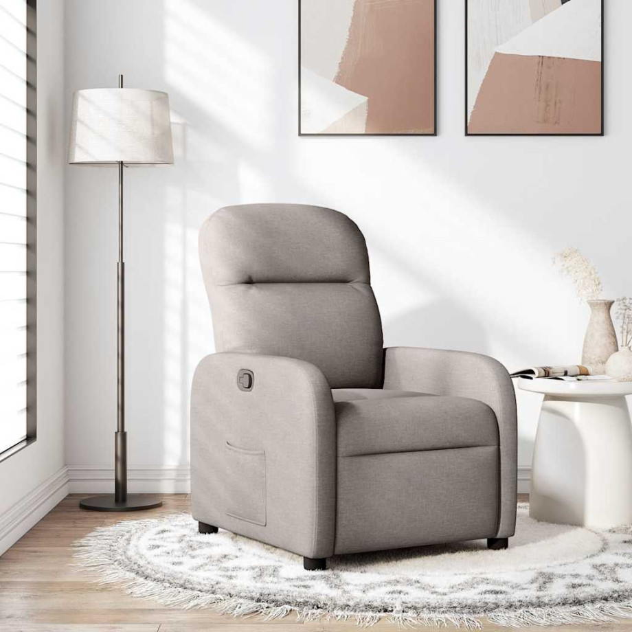 vidaXL Fauteuil verstelbaar stof taupe afbeelding 1