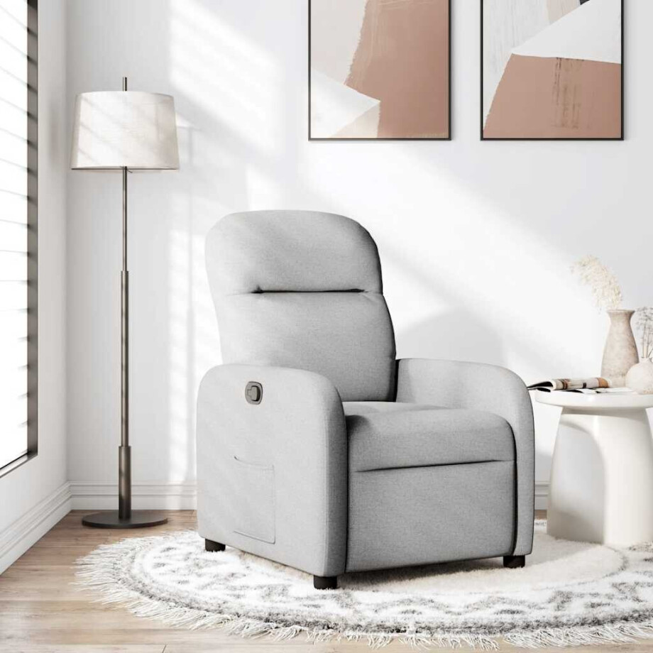 vidaXL Fauteuil verstelbaar stof wolk grijs afbeelding 1