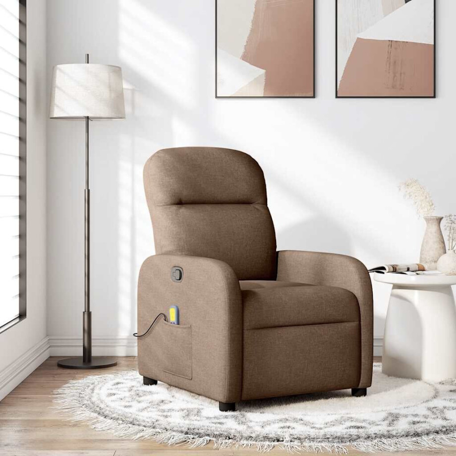 vidaXL Massagestoel verstelbaar stof bruin vidaXL Massagestoel verstelbaar stof bruin afbeelding 1