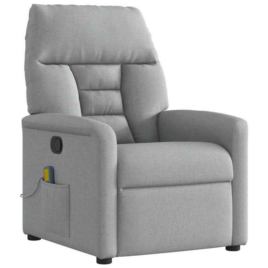 vidaXL Massagestoel verstelbaar stof lichtgrijs afbeelding 1