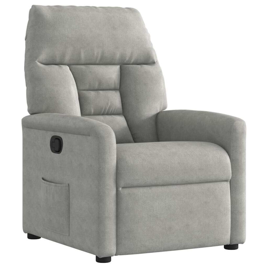 vidaXL Fauteuil verstelbaar microvezelstof lichtgrijs afbeelding 1