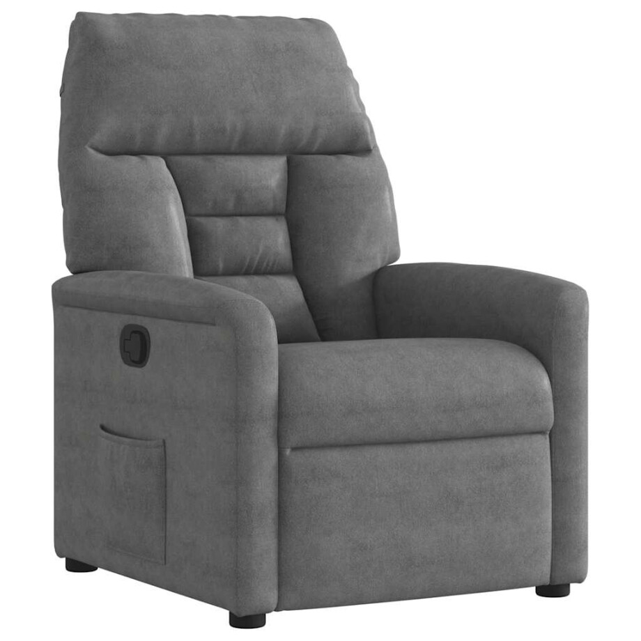 vidaXL Fauteuil verstelbaar microvezelstof donkergrijs afbeelding 1
