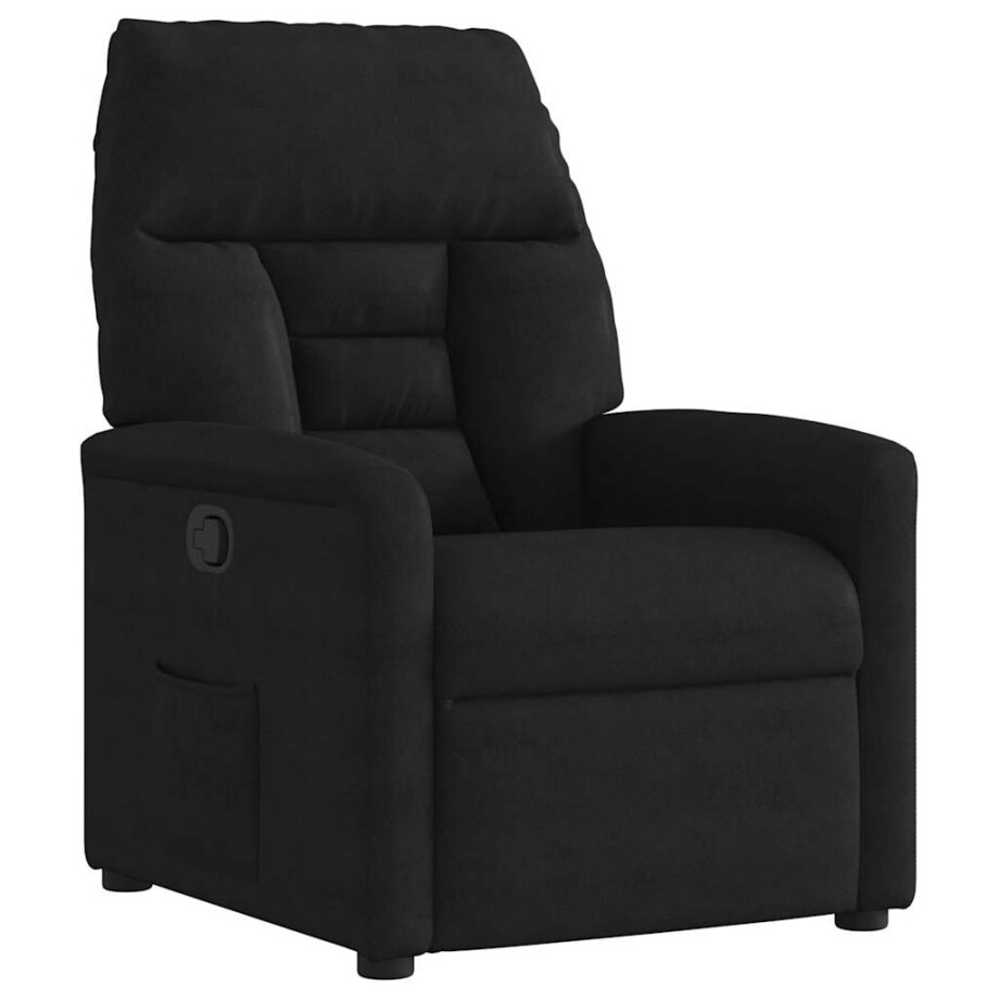 vidaXL Fauteuil verstelbaar microvezelstof zwart afbeelding 1
