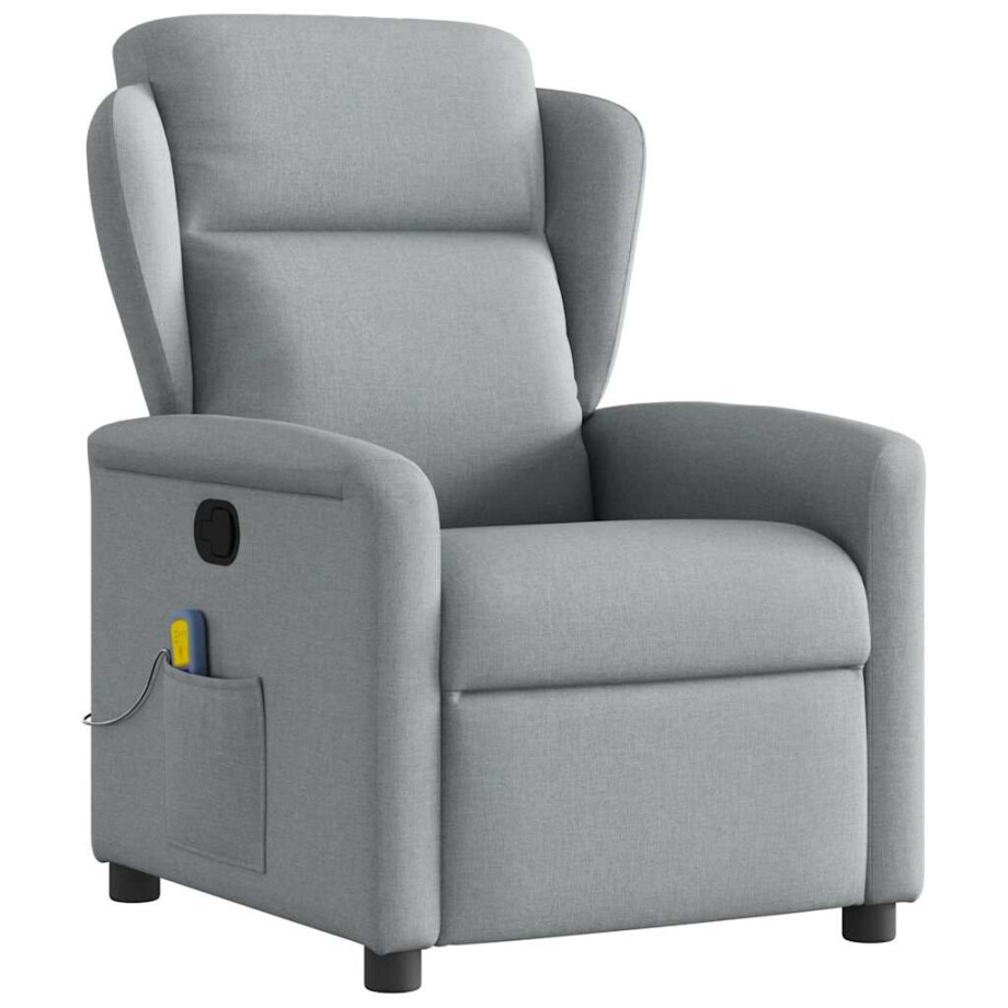 vidaXL Massagestoel verstelbaar stof lichtgrijs afbeelding 1