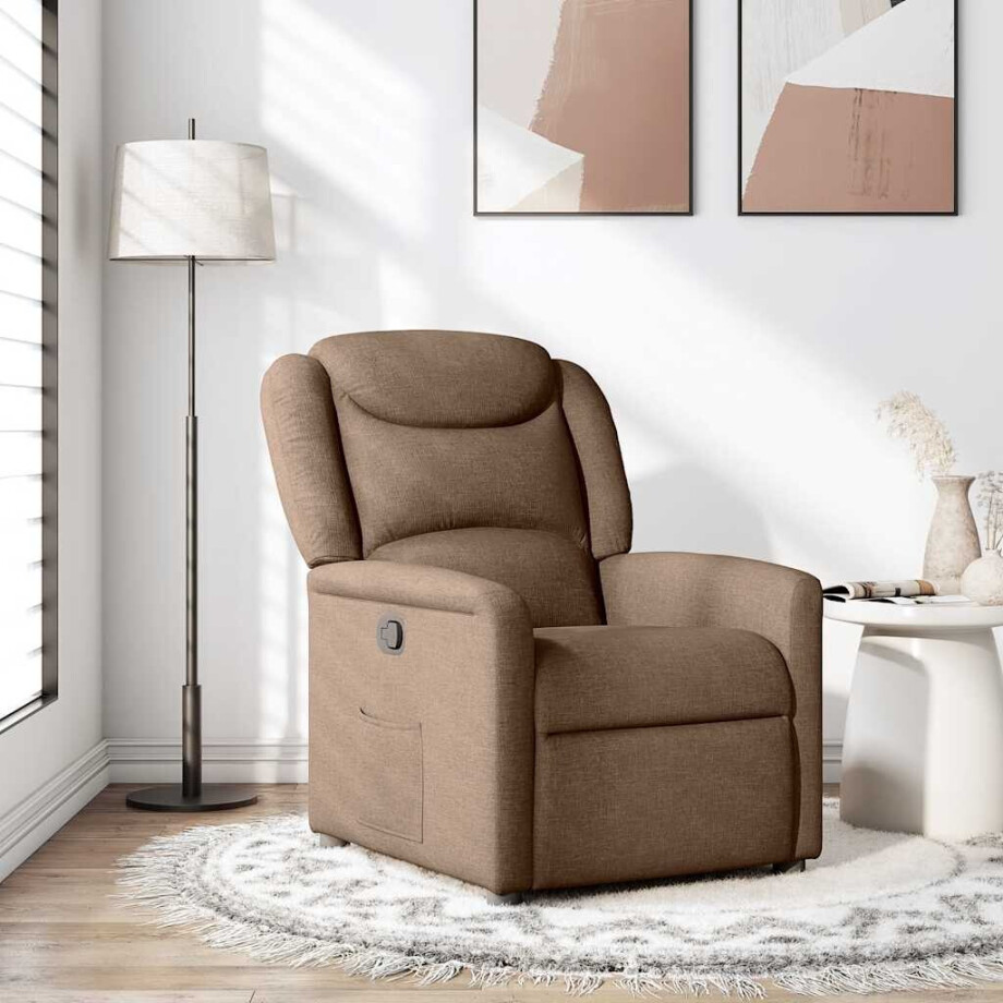 vidaXL Fauteuil verstelbaar stof bruin afbeelding 1