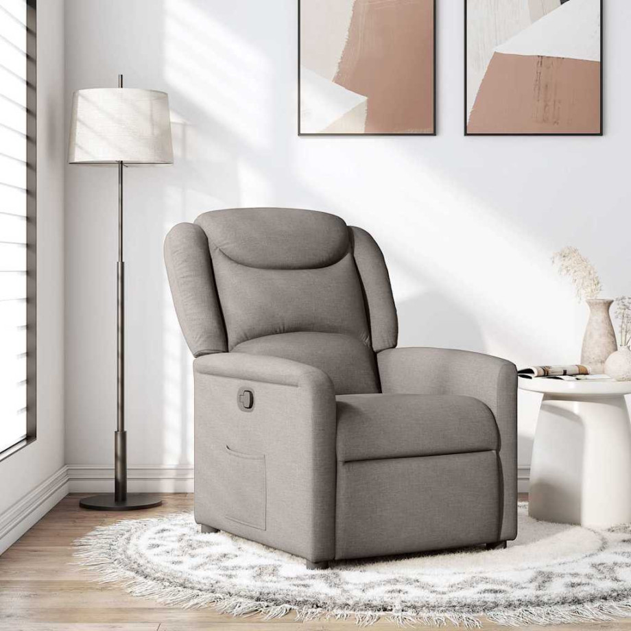 vidaXL Fauteuil verstelbaar stof taupe afbeelding 1