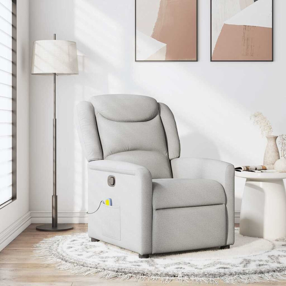 vidaXL Massagestoel verstelbaar stof wolk grijs afbeelding 1