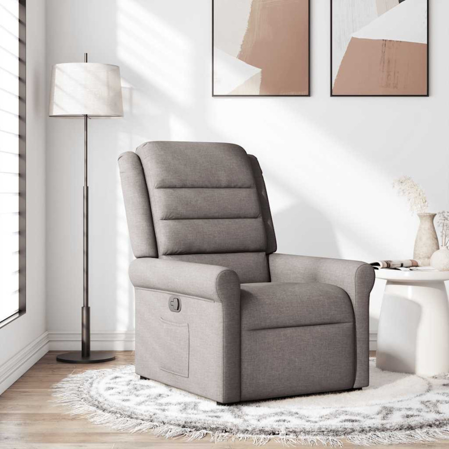 vidaXL Fauteuil verstelbaar stof taupe afbeelding 1