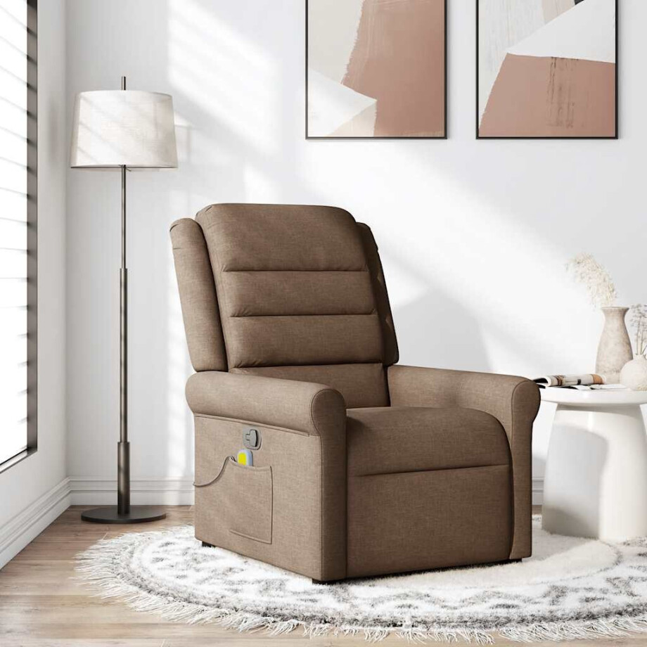 vidaXL Massagestoel verstelbaar stof bruin vidaXL Massagestoel verstelbaar stof bruin afbeelding 1