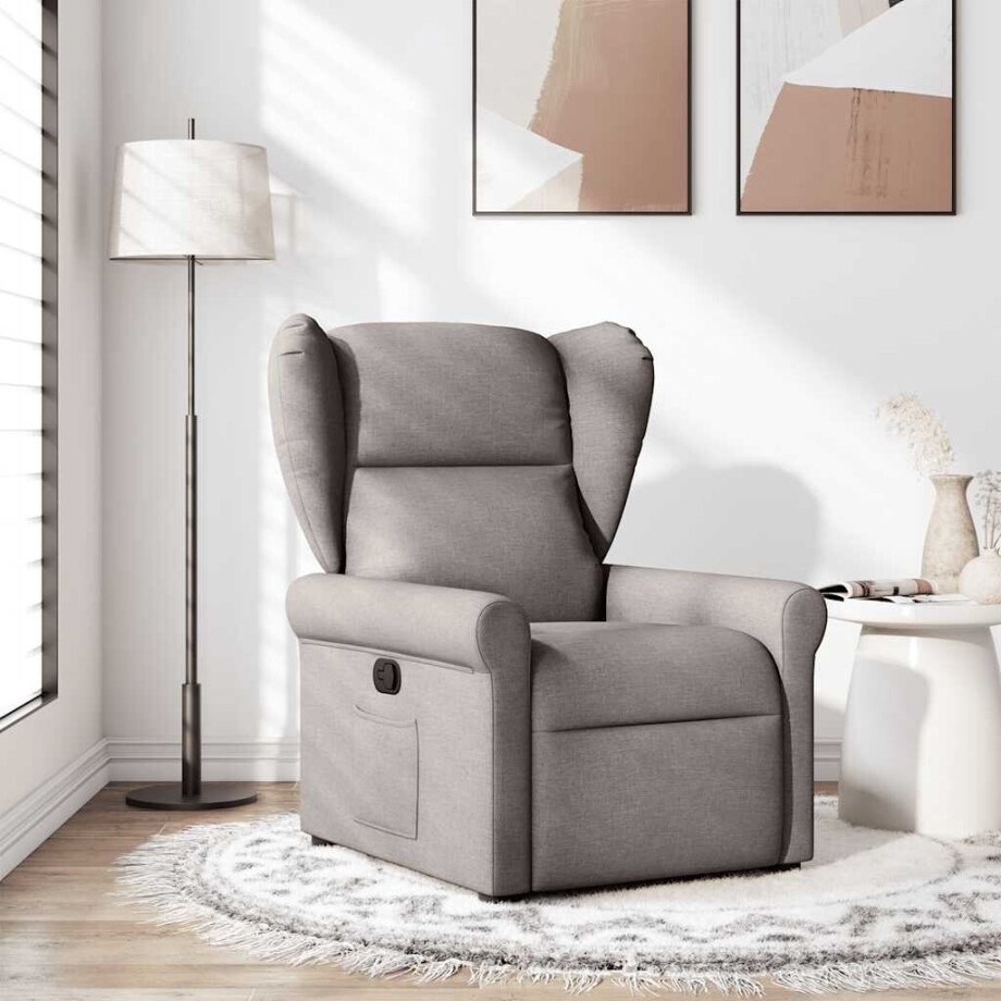 vidaXL Fauteuil verstelbaar stof taupe afbeelding 1