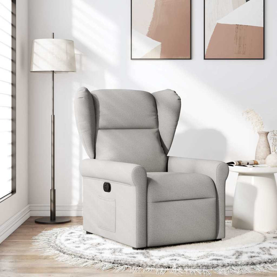 vidaXL Fauteuil verstelbaar stof wolk grijs afbeelding 1