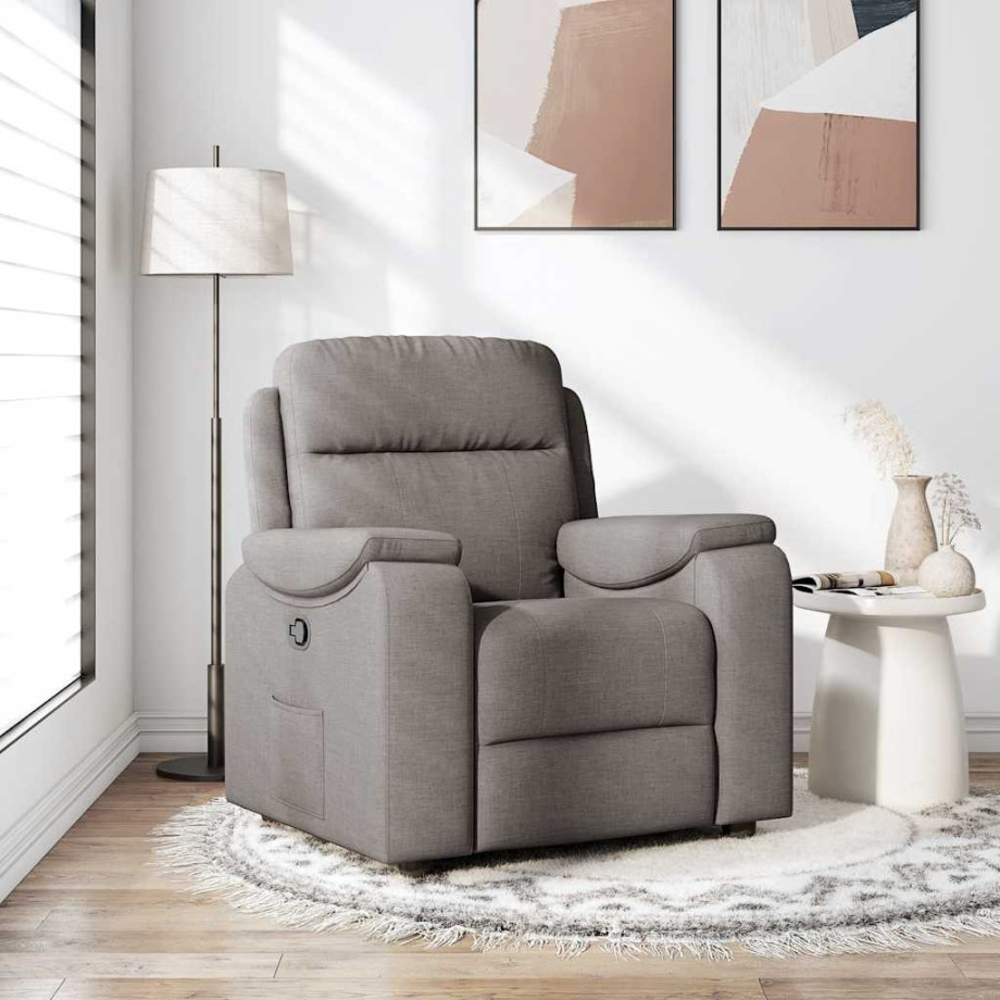 vidaXL Fauteuil verstelbaar stof taupe afbeelding 1