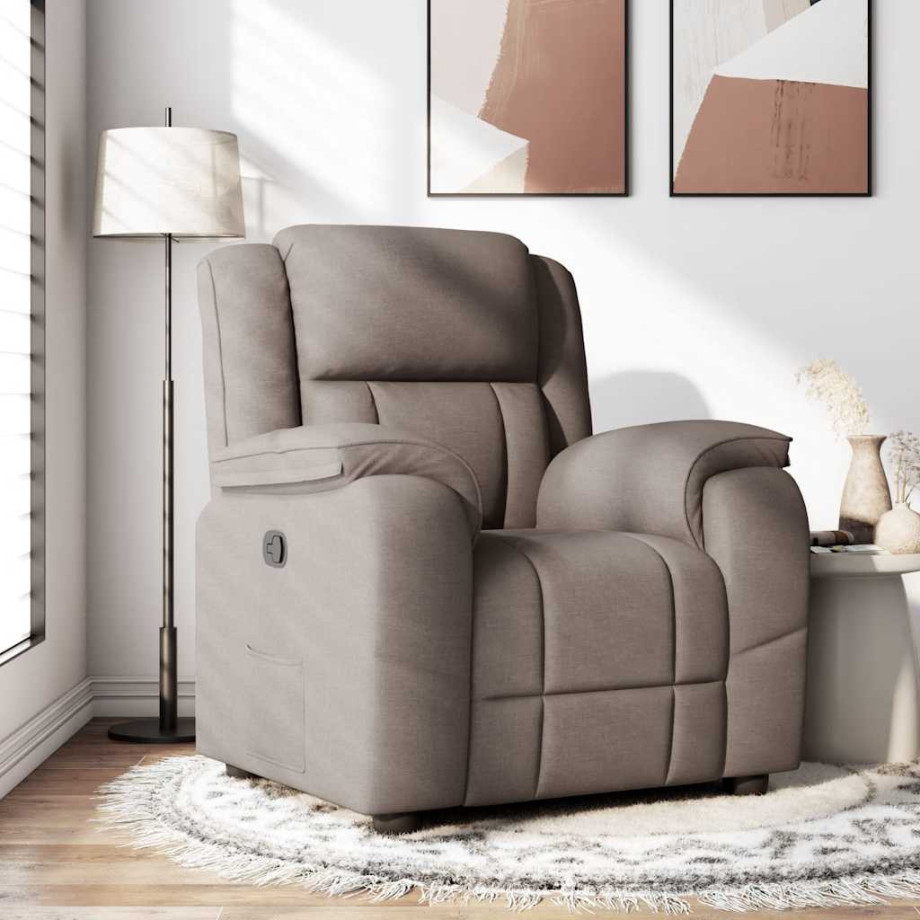 vidaXL Fauteuil verstelbaar stof taupe afbeelding 1