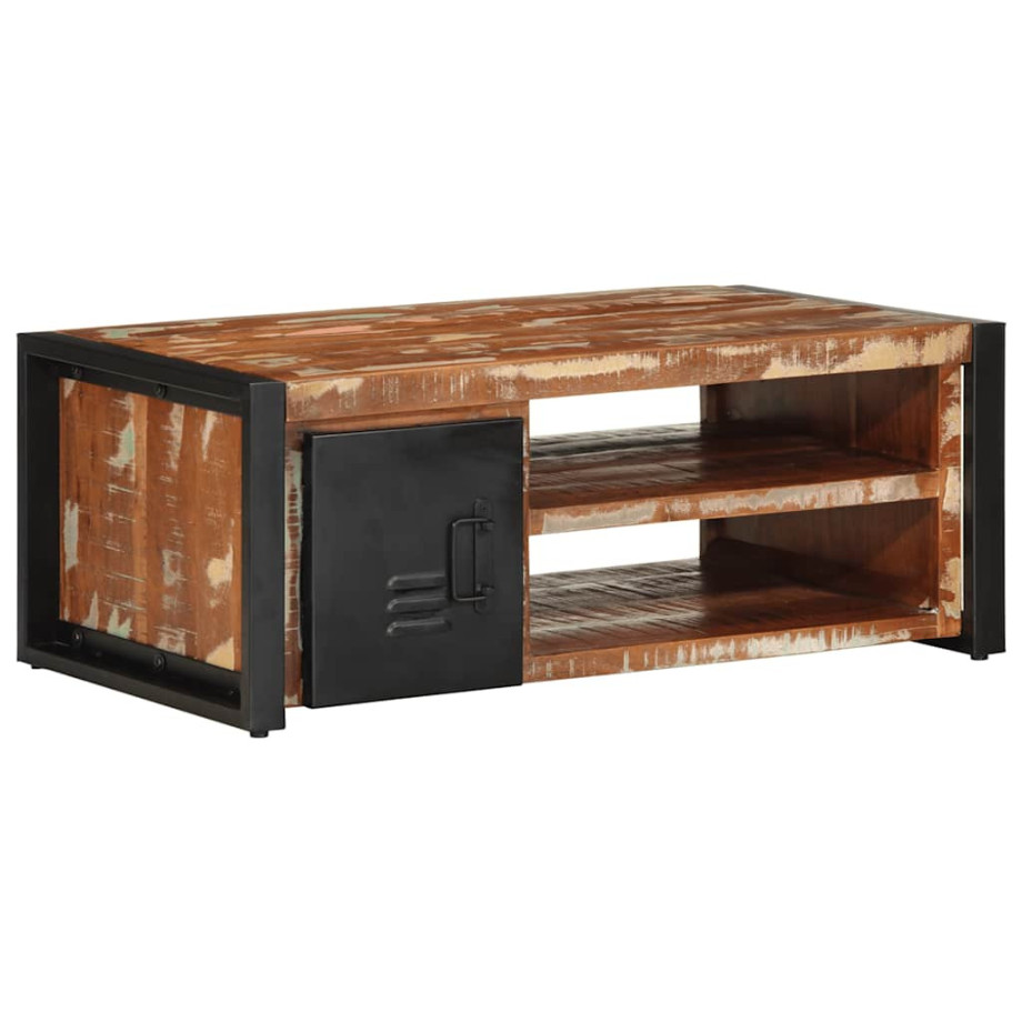 vidaXL Salontafel 90x50x36 cm massief gerecycled hout meerkleurig afbeelding 1