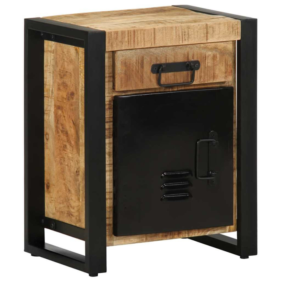 vidaXL Nachtkastje 40x30x50 cm massief ruw mangohout afbeelding 1