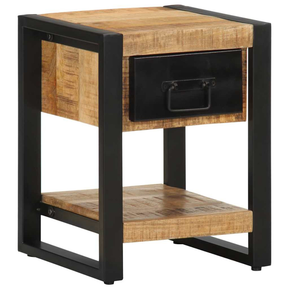 vidaXL Nachtkastje 35x34x45 cm massief ruw mangohout afbeelding 1
