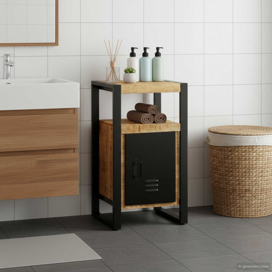 vidaXL Badkamerkast met plank Bruin 40 x 35 x 75 cm Massief Mango Hout vidaXL Badkamerkast met plank Bruin 40 x 35 x 75 cm Massief Mango Hout afbeelding 1