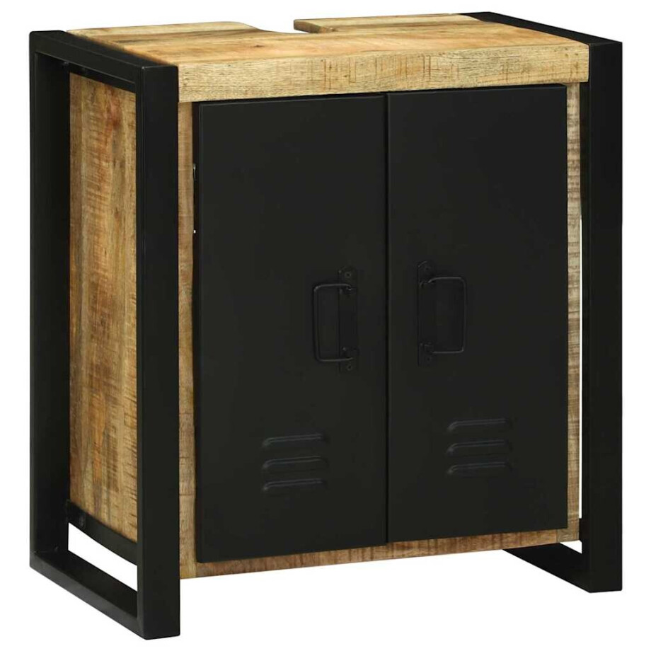 vidaXL Wastafelkast met plank Bruin 55 x 35 x 60 cm Massief Mango Hout afbeelding 1