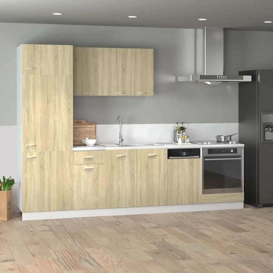 vidaXL 7-delige Keukenkastenset Lyon bewerkt hout sonoma eikenkleurig afbeelding 1
