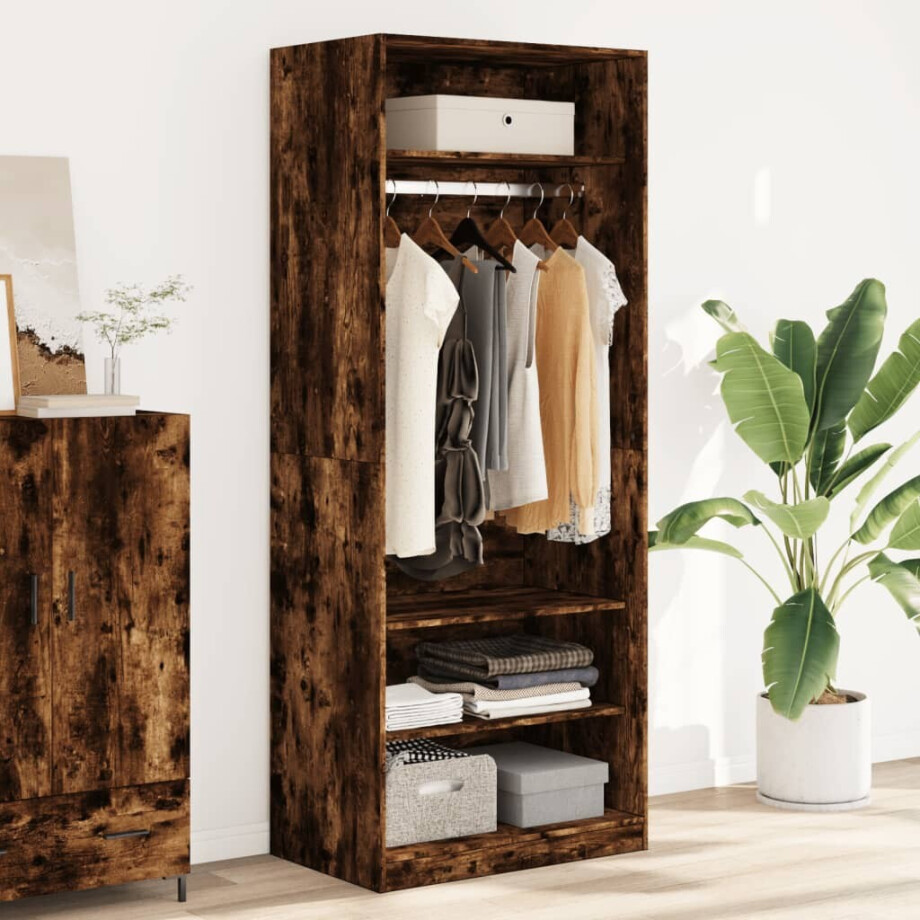 vidaXL Kledingkast 80x50x200 cm bewerkt hout gerookt eikenkleurig afbeelding 1
