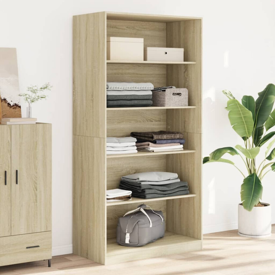 vidaXL Kledingkast 100x50x200 cm bewerkt hout sonoma eikenkleurig afbeelding 1