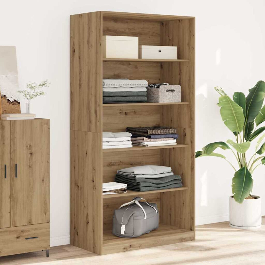 vidaXL Kledingkast 100x50x200 cm bewerkt hout artisanaal eikenkleurig afbeelding 1