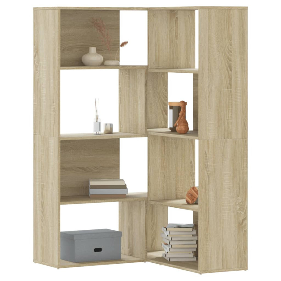 vidaXL Boekenkast 4-laags hoek 85x85x140 cm bewerkt hout sonoma eiken afbeelding 1