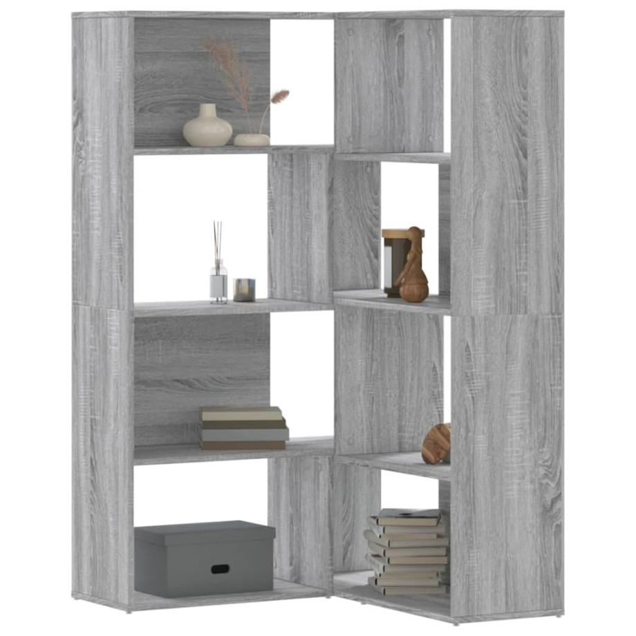 vidaXL Boekenkast 4-laags hoek 85x85x140 cm bewerkt hout grijs sonoma afbeelding 1