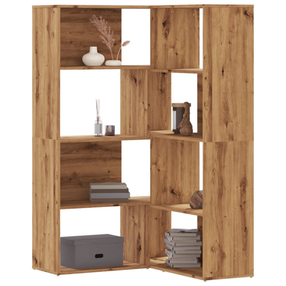 vidaXL Boekenkast 4-laags hoek 85x85x140 cm hout artisanaal eikenkleur afbeelding 1