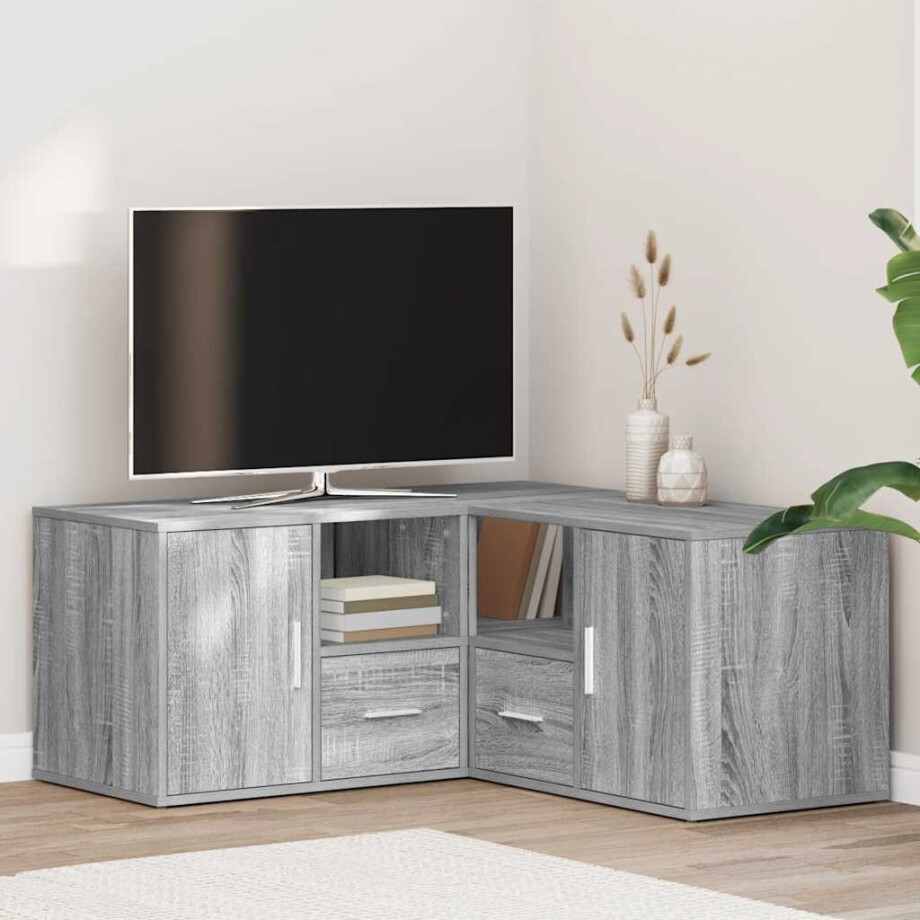 vidaXL Hoekkast 160x40x45 cm bewerkt hout grijs sonoma eikenkleurig afbeelding 1