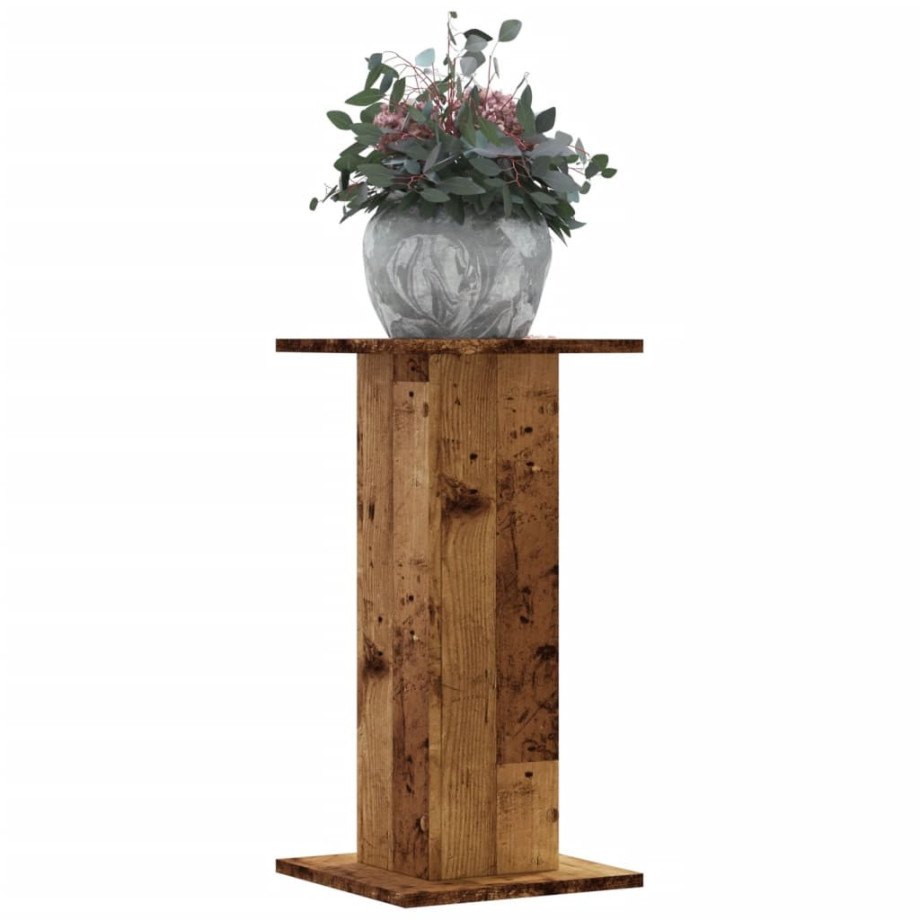 vidaXL Plantenstandaards 2 st 30x30x60 cm bewerkt hout oud houtkleurig afbeelding 1