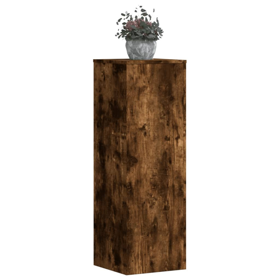 vidaXL Plantenstandaards 2 st 33x33x100 cm bewerkt hout gerookt eiken afbeelding 1