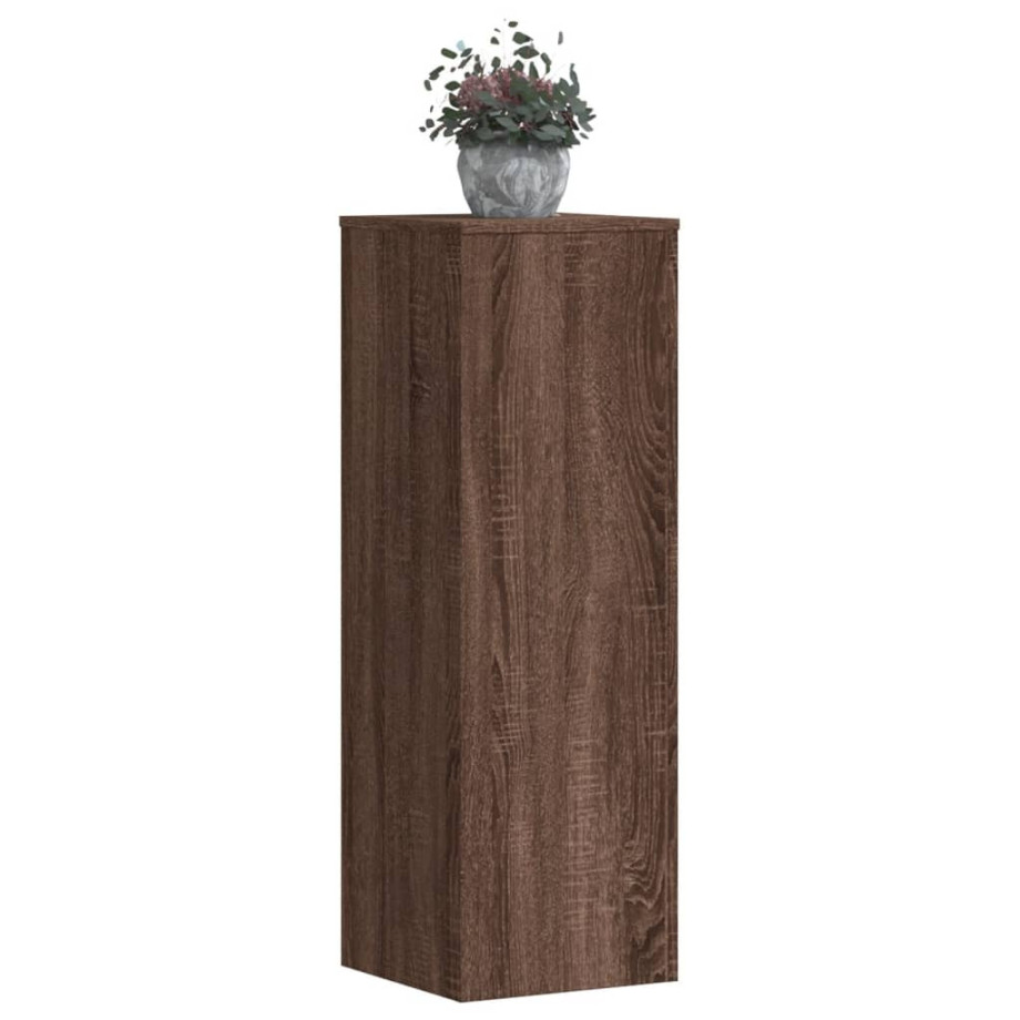 vidaXL Plantenstandaards 2 st 33x33x100 cm bewerkt hout bruin eiken afbeelding 1