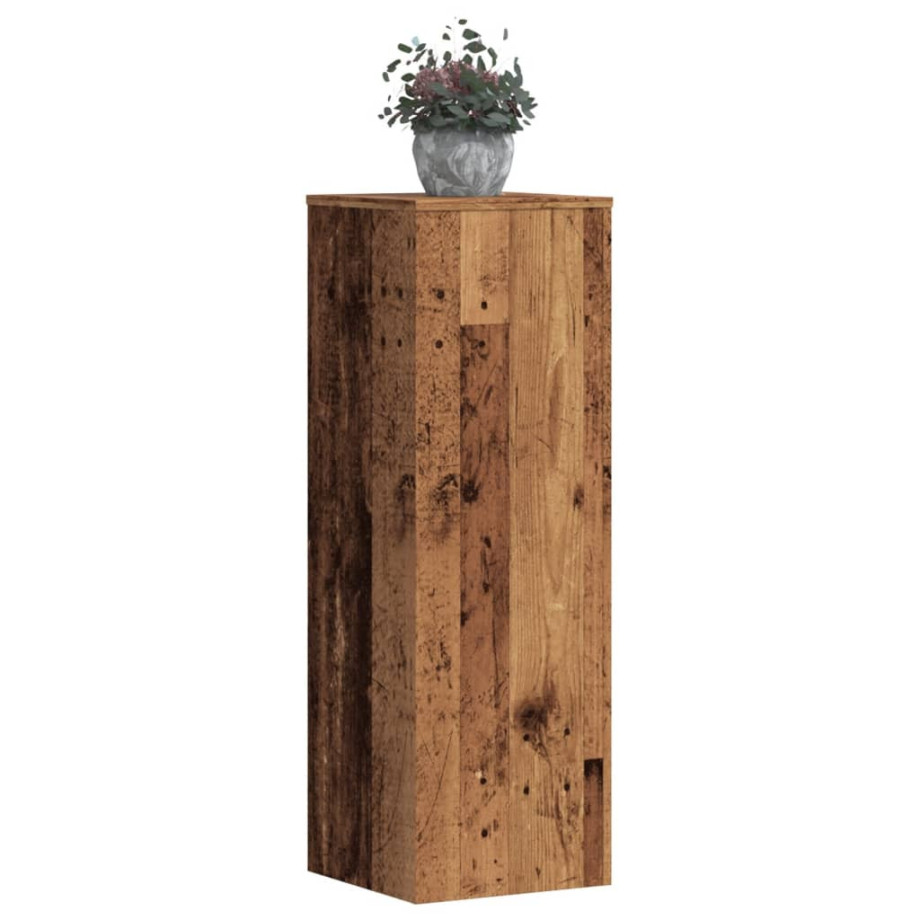 vidaXL Plantenstandaards 2 st 33x33x100cm bewerkt hout oud houtkleurig afbeelding 1