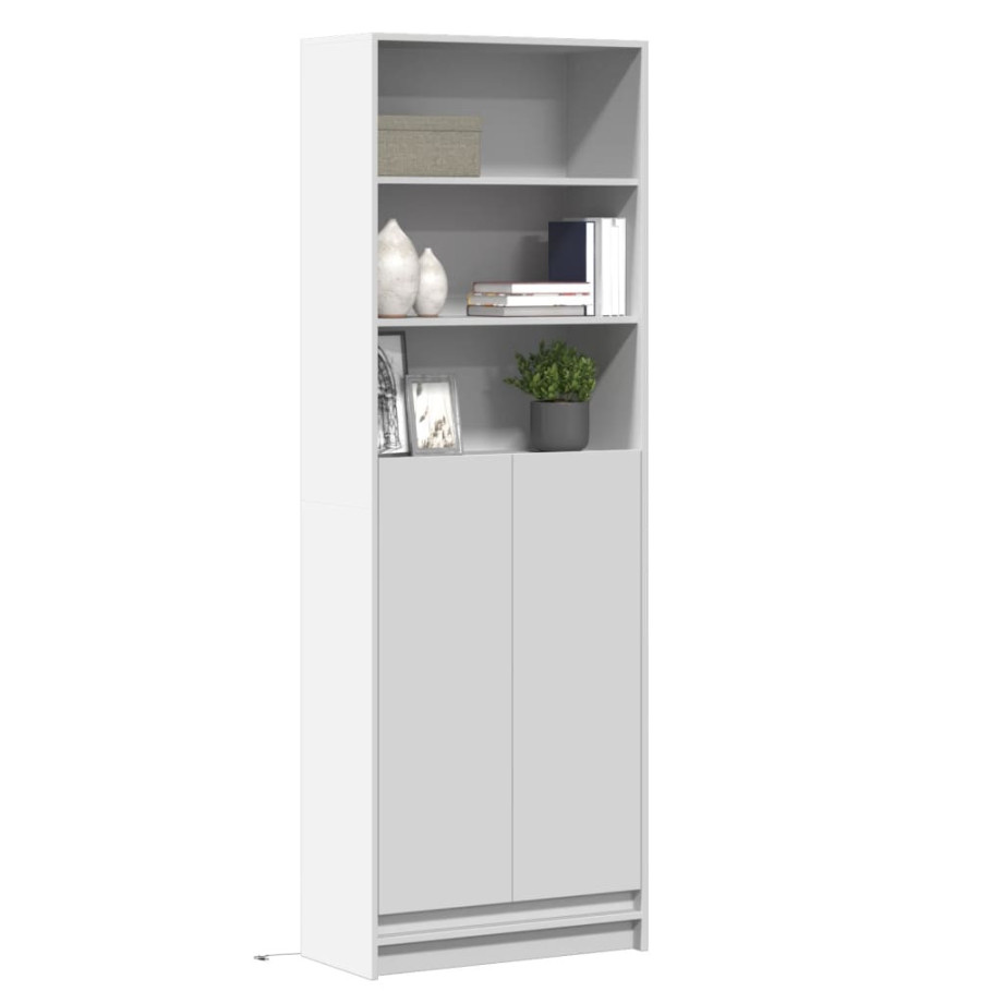 vidaXL Hoge kast met LED 69x32,5x200 cm bewerkt hout wit afbeelding 1