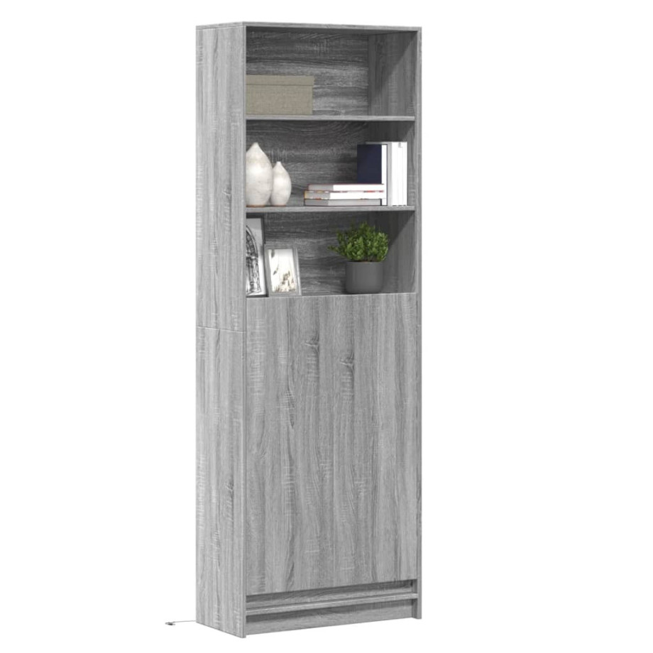 vidaXL Hoge kast met LED 69x32,5x200 cm bewerkt hout grijs sonoma afbeelding 1