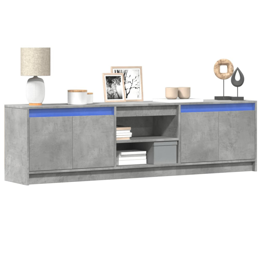 vidaXL Tv-meubel met LED 180x34x50 cm bewerkt hout betongrijs afbeelding 1
