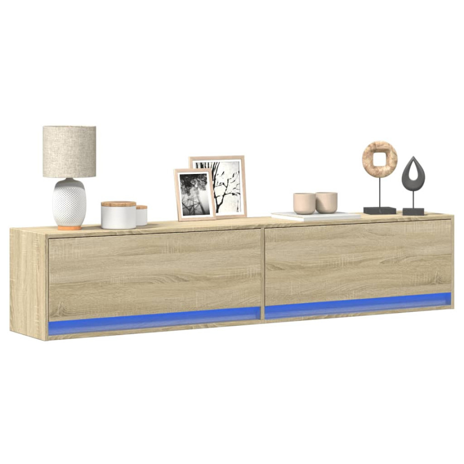 vidaXL Tv-wandmeubel met LED-verlichting 180x31x38 cm sonoma eiken afbeelding 1