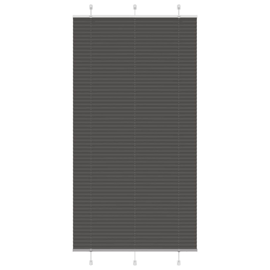 vidaXL Plissé rolgordijn 100x200 cm stofbreedte 99,4cm polyester zwart afbeelding 1