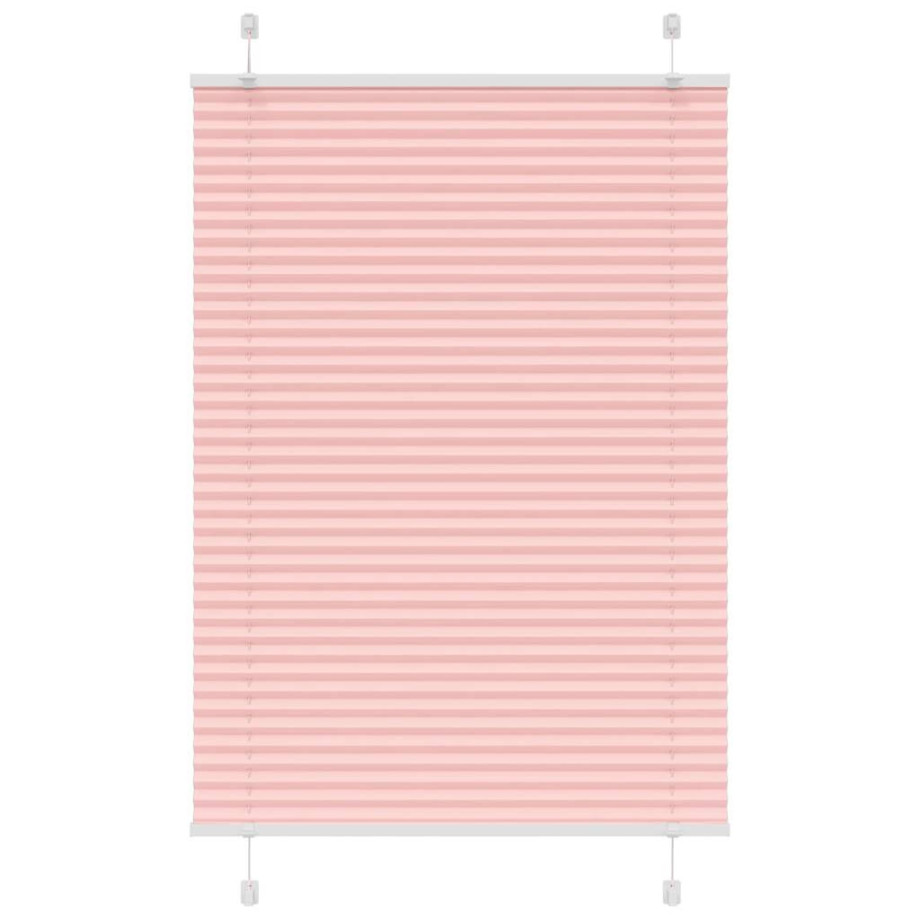 vidaXL Plissé rolgordijn 85x100 cm stofbreedte 84,4 cm polyester roze afbeelding 1