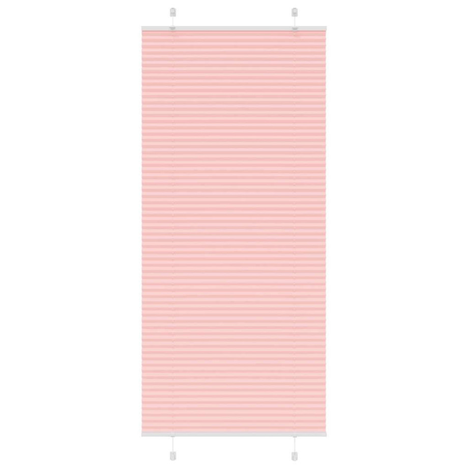 vidaXL Plissé rolgordijn 90x200 cm stofbreedte 89,4 cm polyester roze afbeelding 1