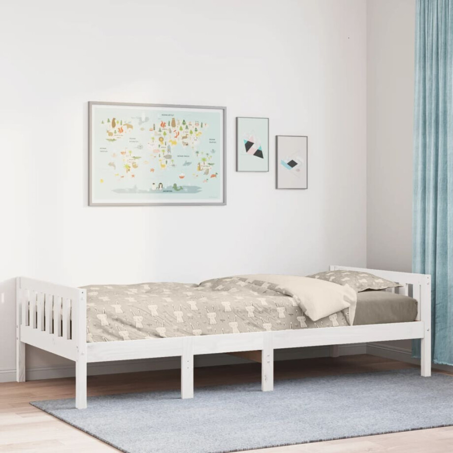 vidaXL Kinderbed zonder matras massief grenenhout wit 90x190 cm afbeelding 1