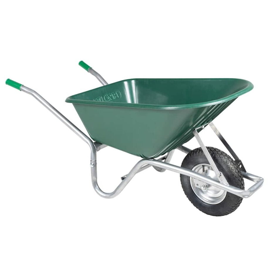 vidaXL Kruiwagen 90 L 150 kg gegalvaniseerd staal en kunststof groen vidaXL Kruiwagen 90 L 150 kg gegalvaniseerd staal en kunststof groen afbeelding 1