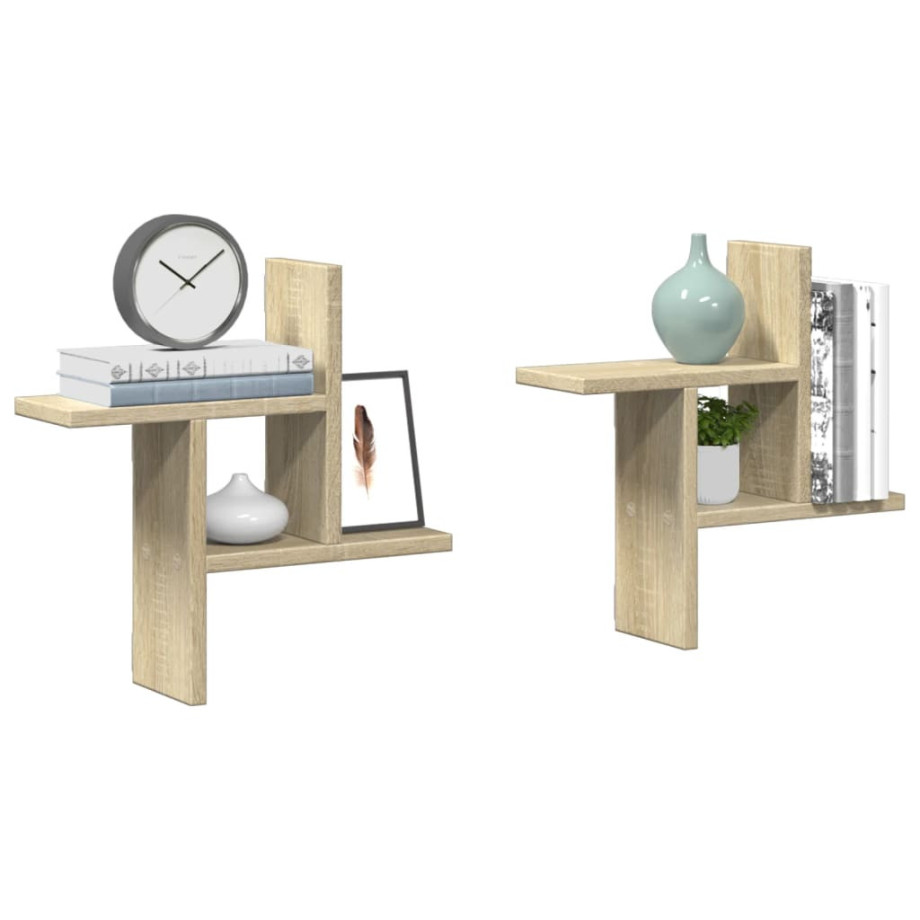 vidaXL Wandschappen 2 st 38x12x38 cm bewerkt hout sonoma eikenkleurig vidaXL Wandschappen 2 st 38x12x38 cm bewerkt hout sonoma eikenkleurig afbeelding 1