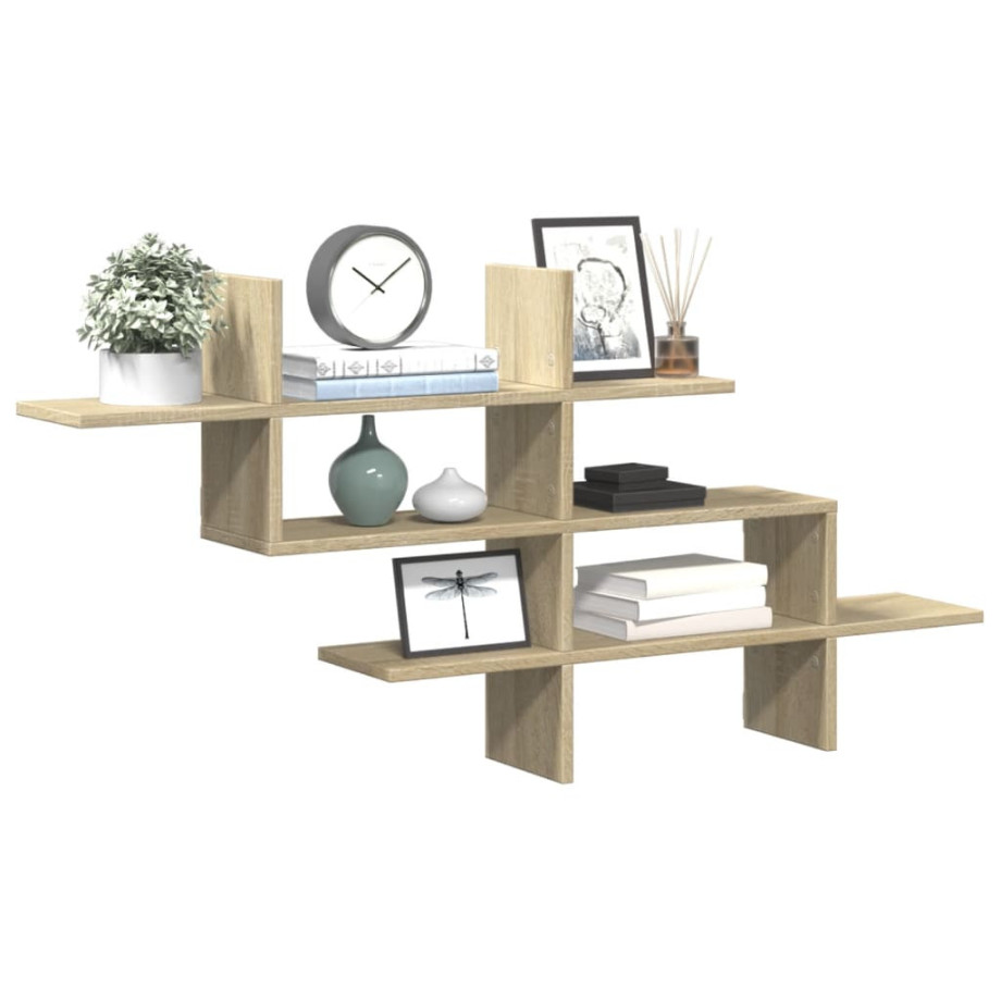 vidaXL Wandschap 124,5x18x60,5 cm bewerkt hout sonoma eikenkleurig vidaXL Wandschap 124,5x18x60,5 cm bewerkt hout sonoma eikenkleurig afbeelding 1