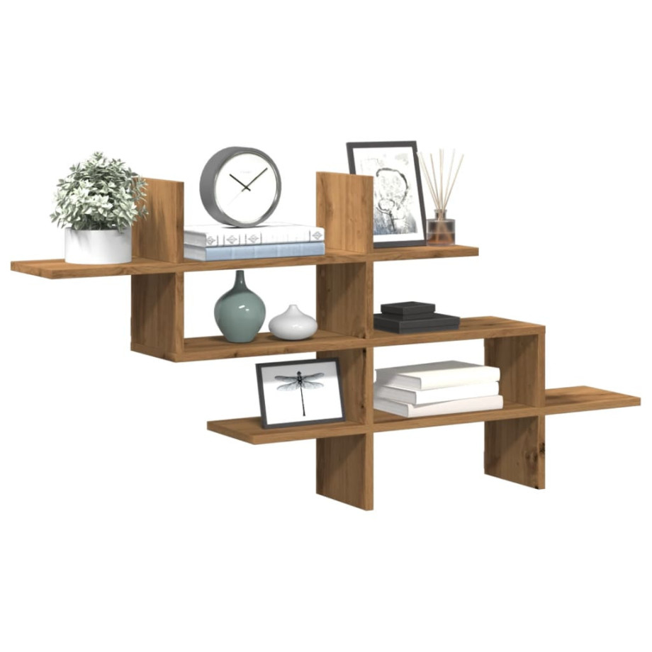 vidaXL Wandschap 124,5x18x60,5 cm bewerkt hout artisanaal eikenkleurig vidaXL Wandschap 124,5x18x60,5 cm bewerkt hout artisanaal eikenkleurig afbeelding 1